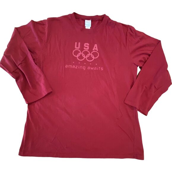 USA Olympics Shirt Mens Size Extra Large Red Long Sleeve Graphic Tee T XL - Picture 3 of 8